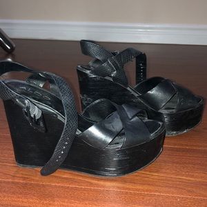 Aldo, black wedge sandals